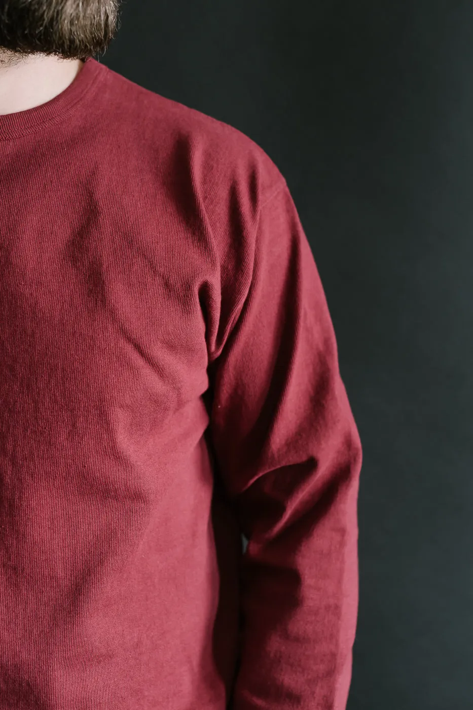 "Stand Wheel" Heavyweight Long Sleeve Tee - Burgundy