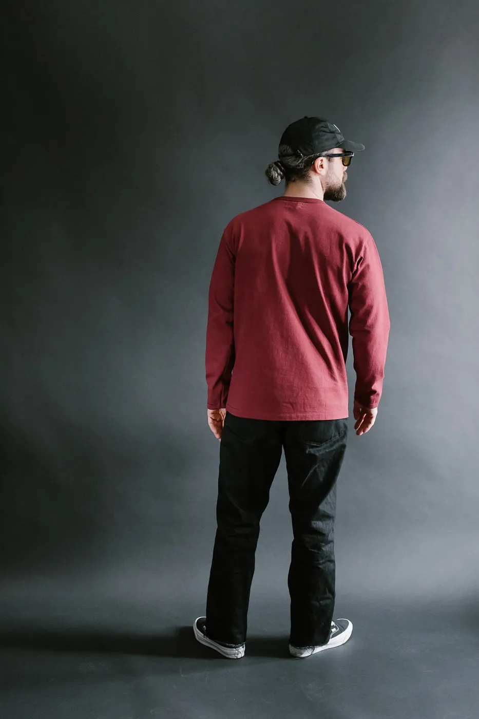 "Stand Wheel" Heavyweight Long Sleeve Tee - Burgundy