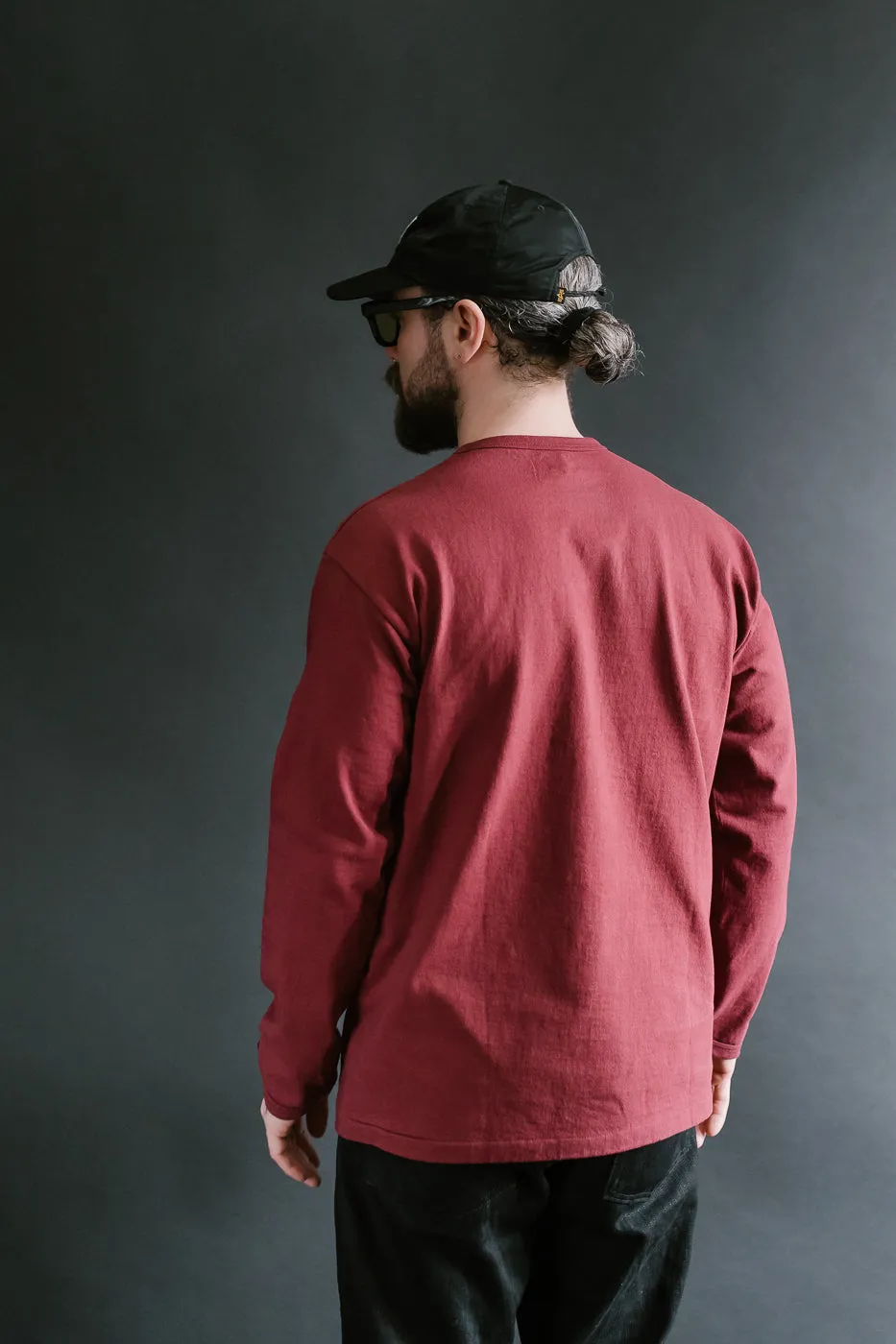 "Stand Wheel" Heavyweight Long Sleeve Tee - Burgundy