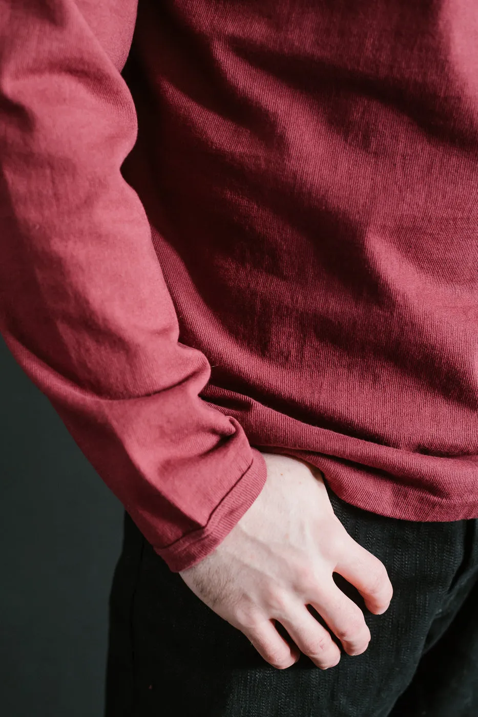 "Stand Wheel" Heavyweight Long Sleeve Tee - Burgundy