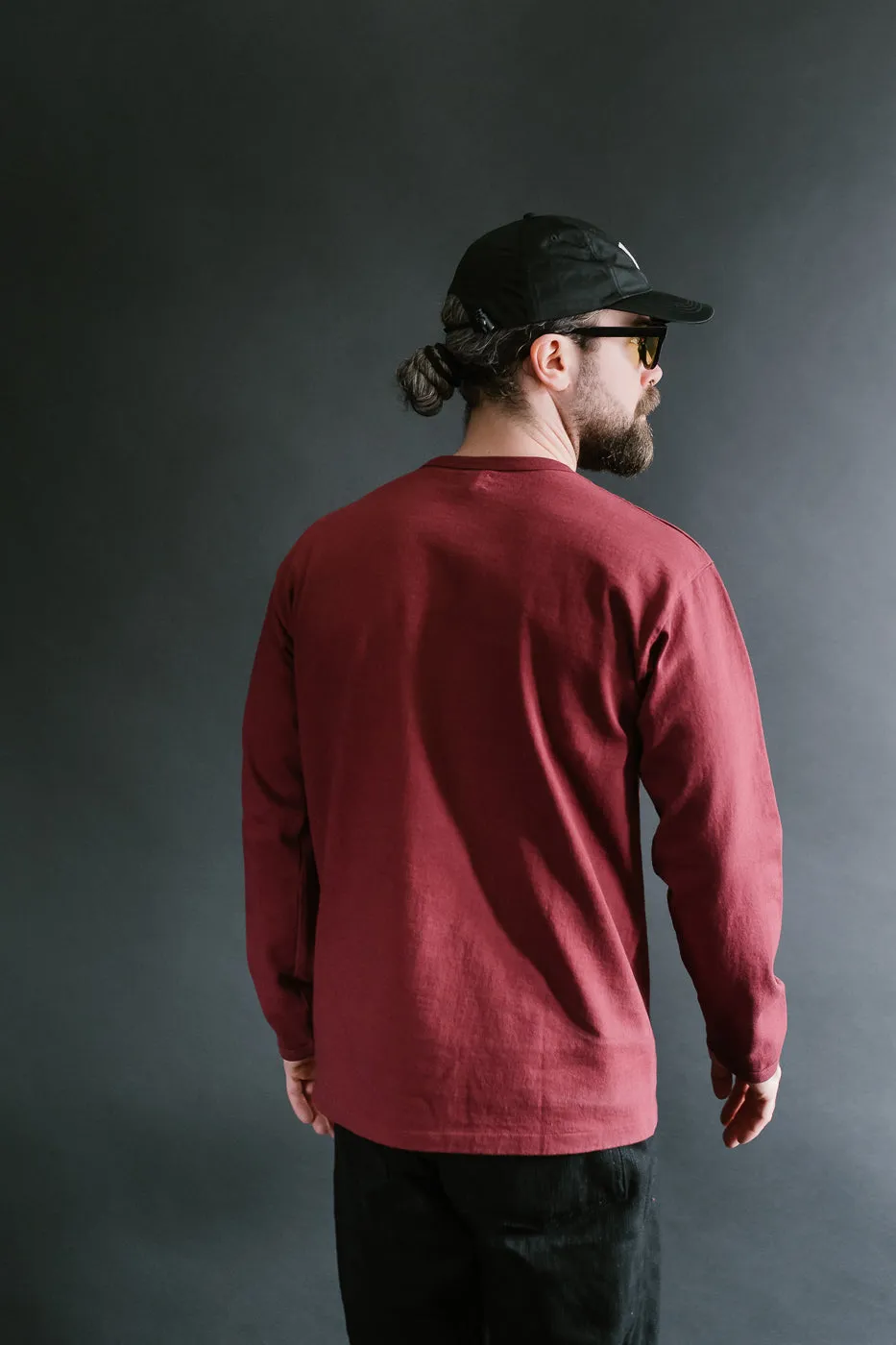 "Stand Wheel" Heavyweight Long Sleeve Tee - Burgundy