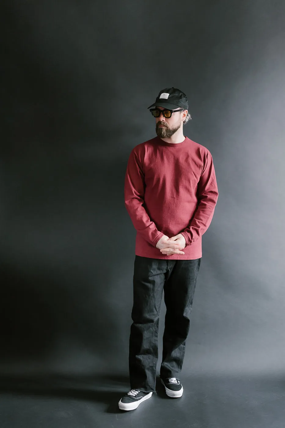 "Stand Wheel" Heavyweight Long Sleeve Tee - Burgundy