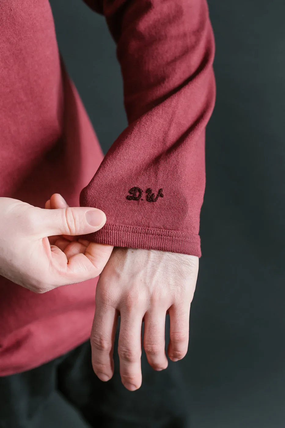 "Stand Wheel" Heavyweight Long Sleeve Tee - Burgundy