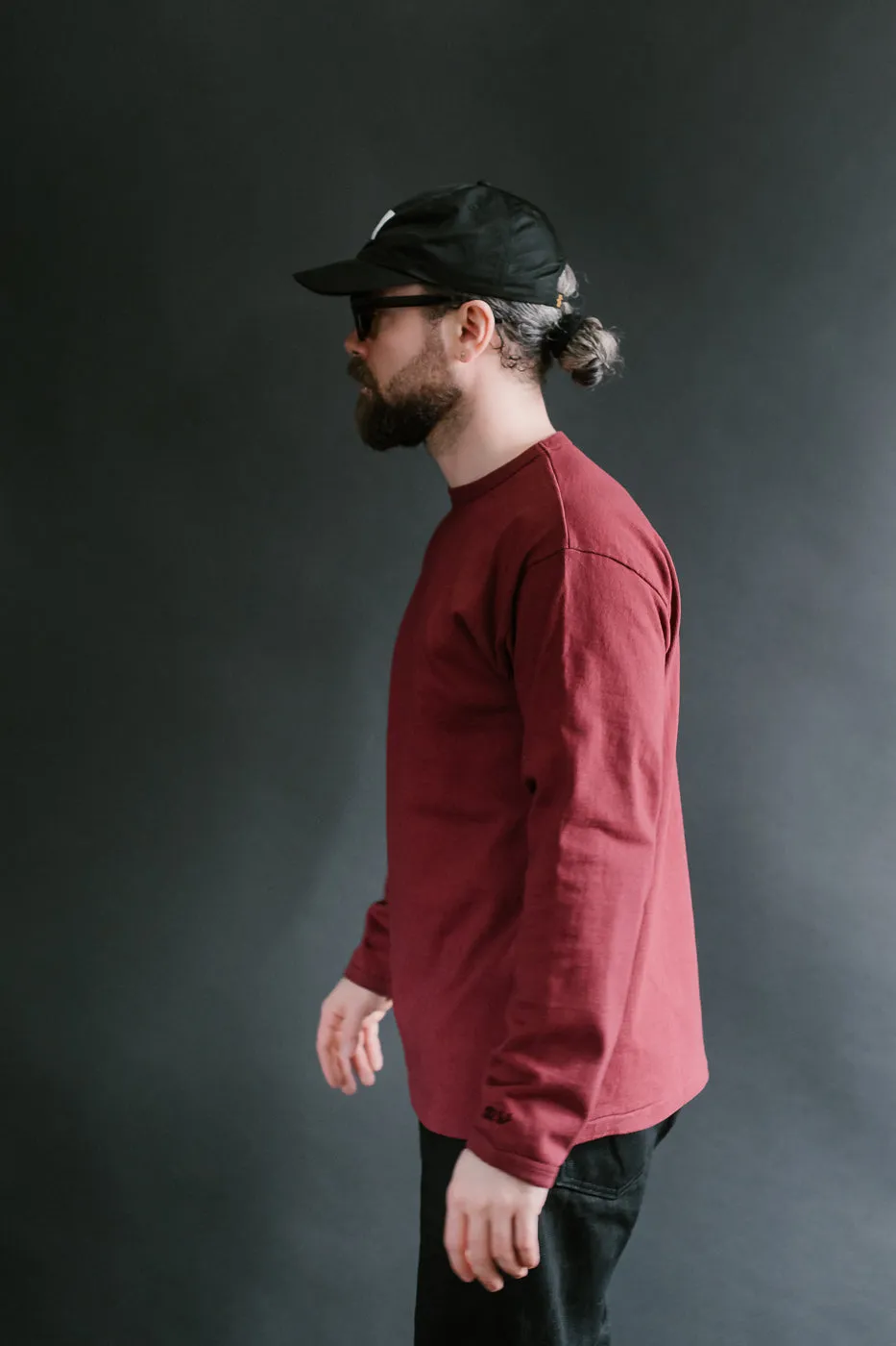 "Stand Wheel" Heavyweight Long Sleeve Tee - Burgundy