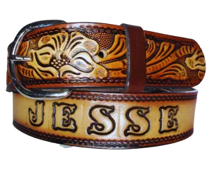 "The Western" Name Leather Belt   "Quick Ship"