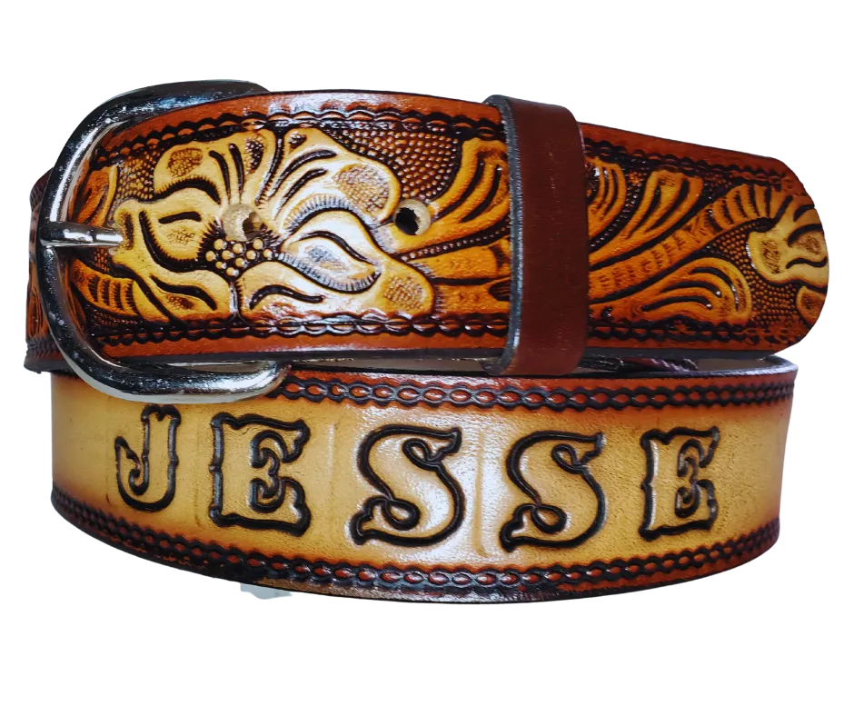 "The Western" Name Leather Belt   "Quick Ship"