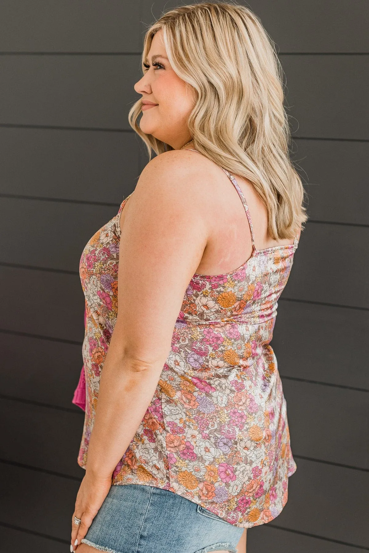 Ready For A Change Floral Tank Top- Taupe