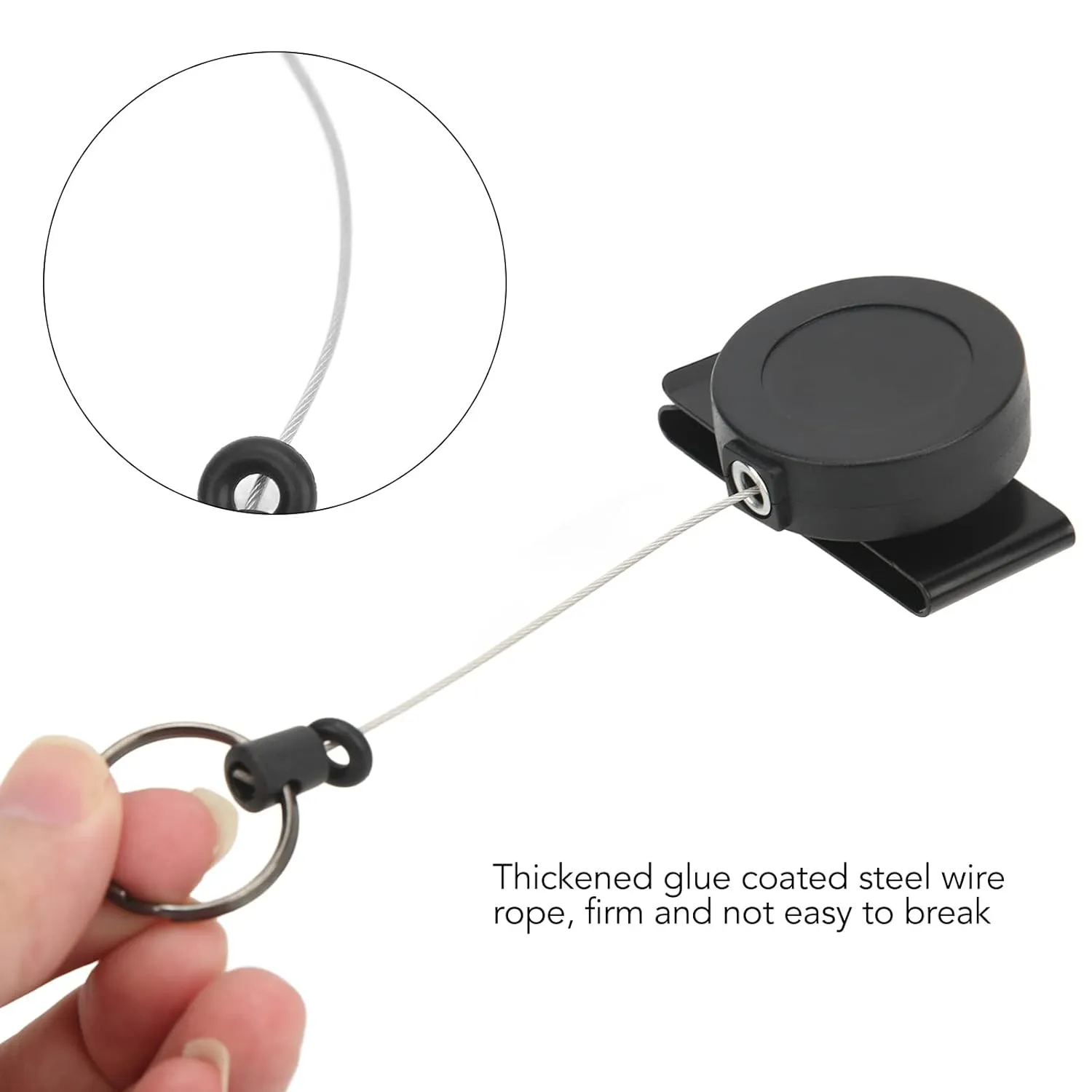 RECON GS2S Retractable 10 Key Tool Reel Holder Steel wire 360 degree rotating  Belt Clip Chain Heavy Duty Split Ring