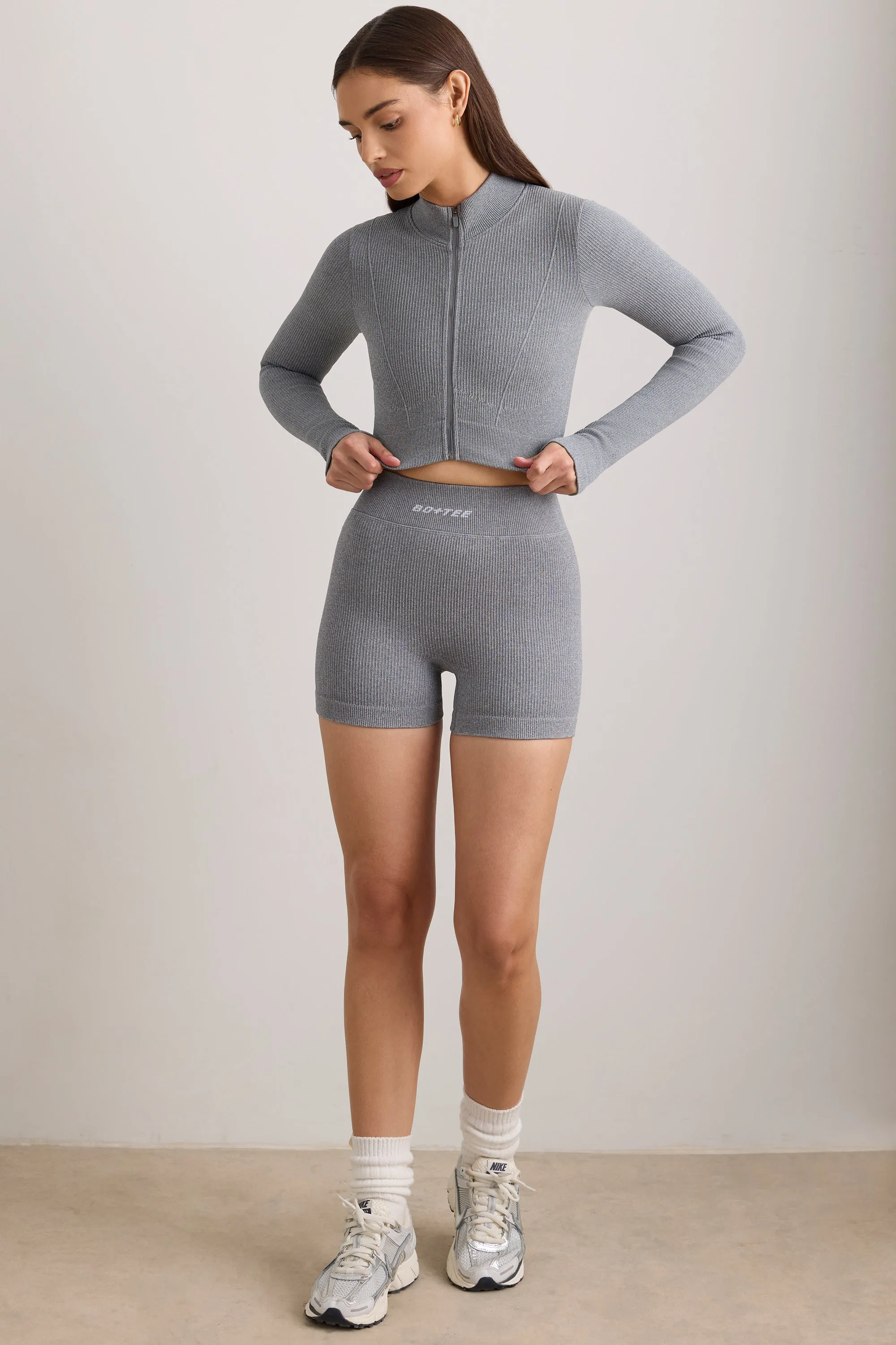 Reform - FlexiRib Cropped Jacket in Grey Melange