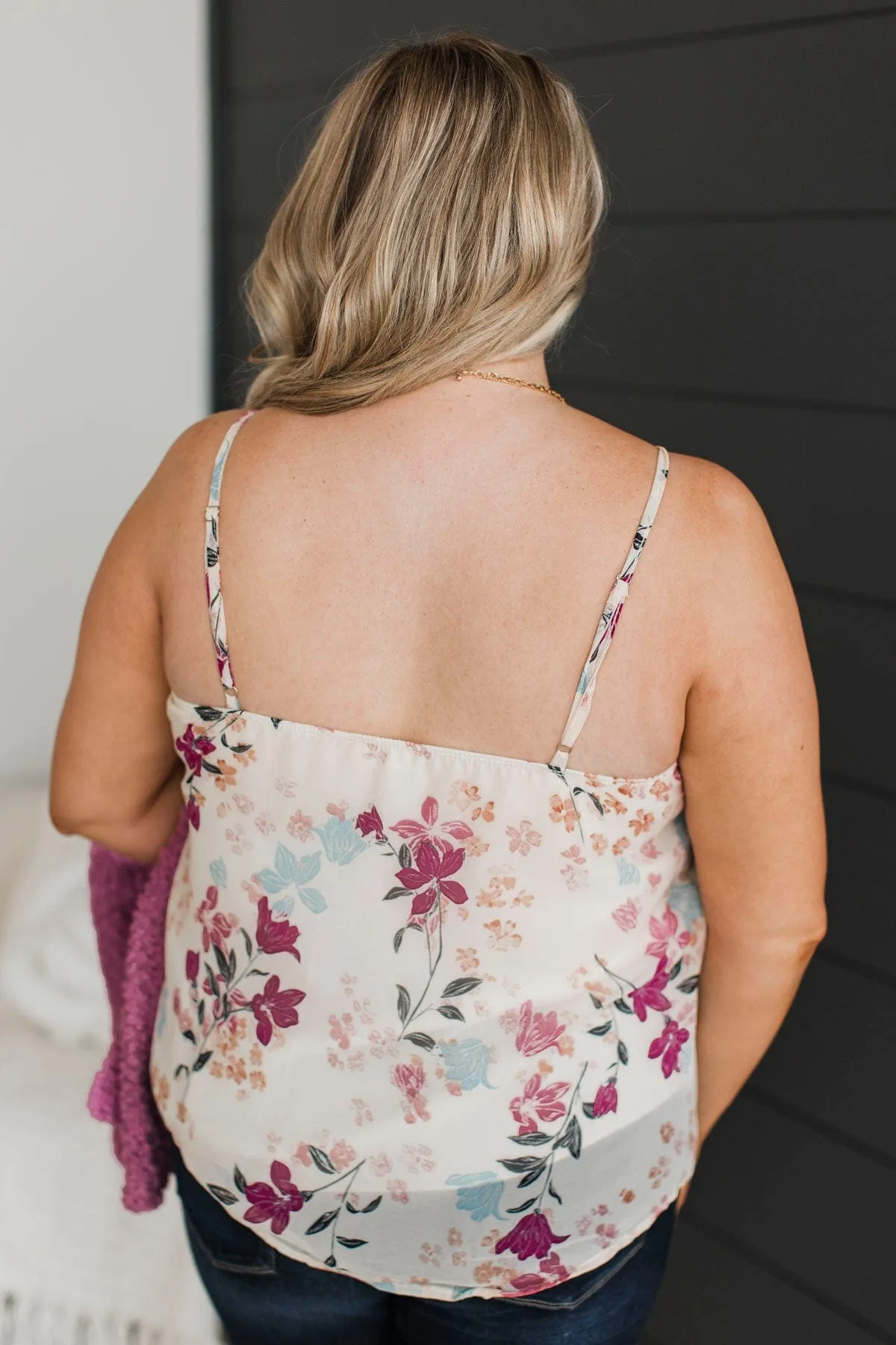 Refreshing Feeling Floral Tank Top- Ivory & Plum