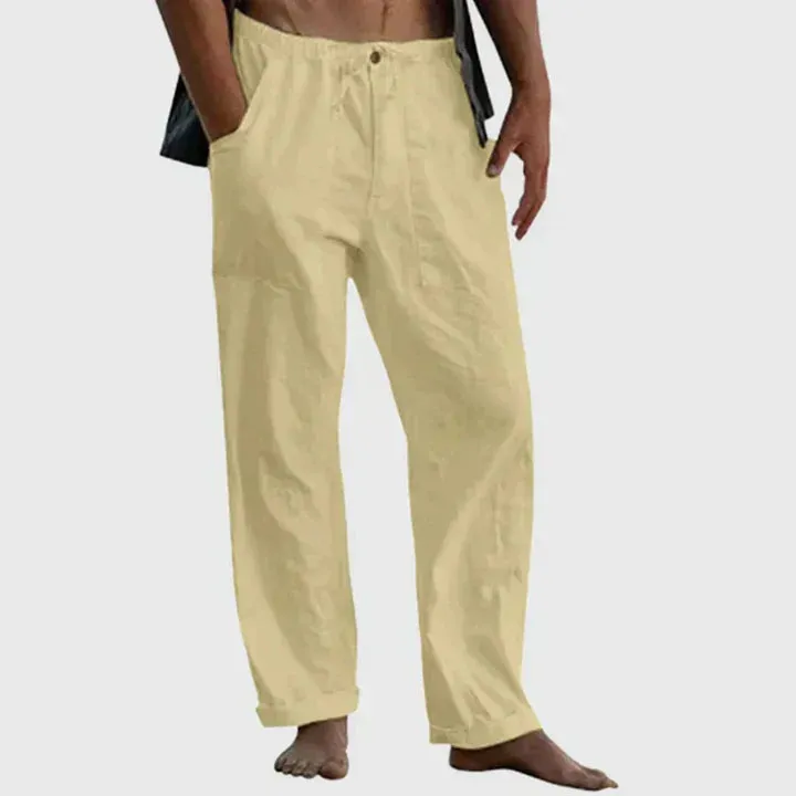 Relaxed linen pants with drawstring waist