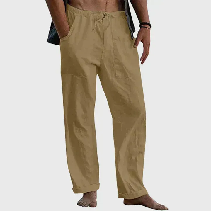 Relaxed linen pants with drawstring waist