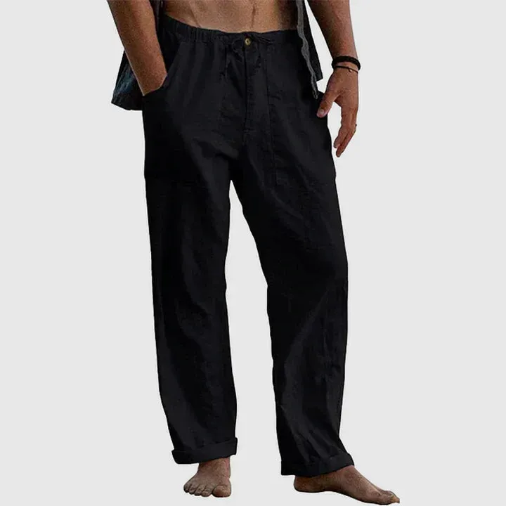 Relaxed linen pants with drawstring waist