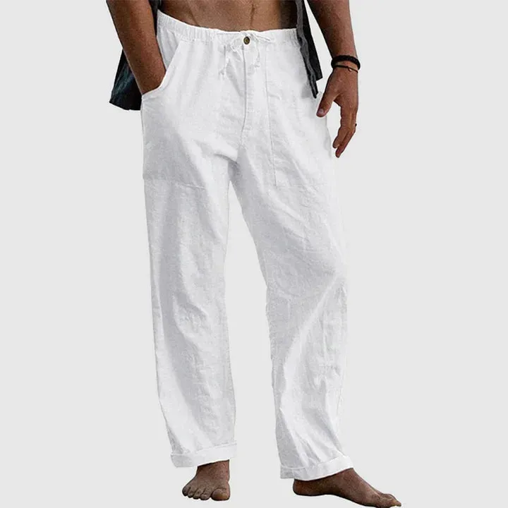 Relaxed linen pants with drawstring waist