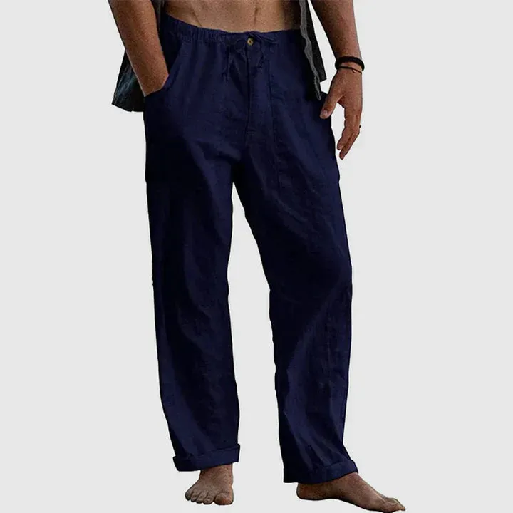 Relaxed linen pants with drawstring waist