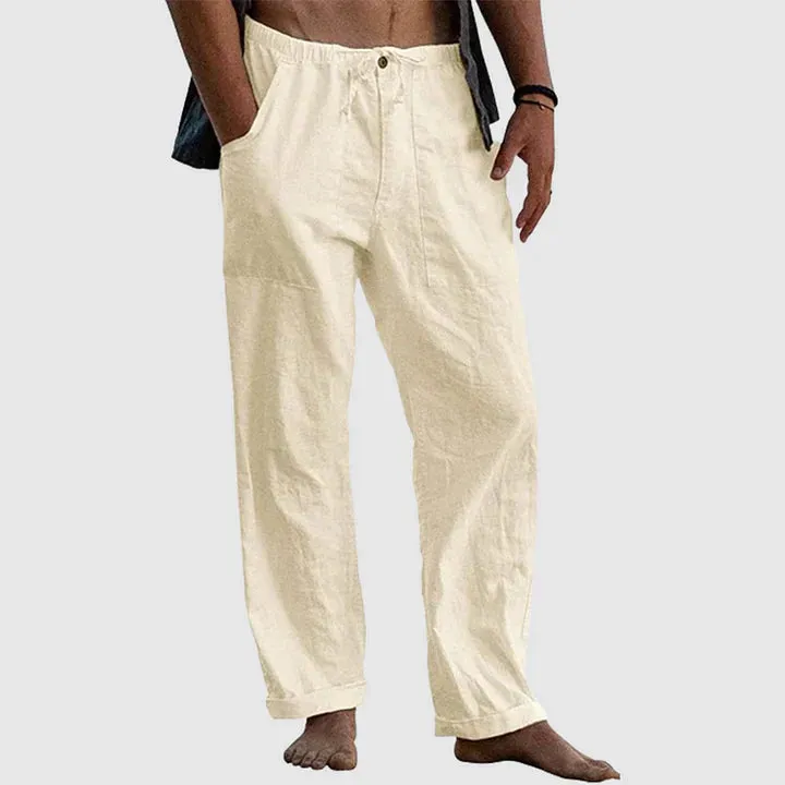 Relaxed linen pants with drawstring waist