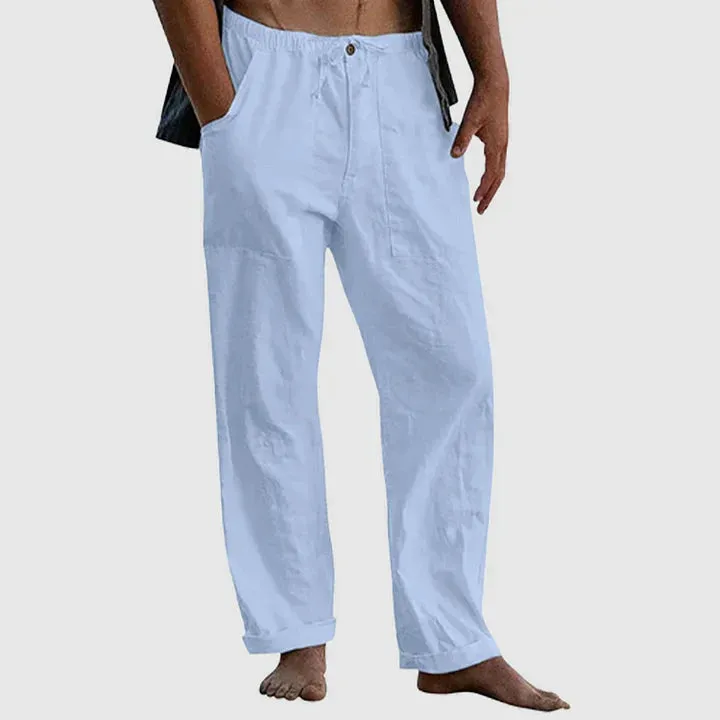 Relaxed linen pants with drawstring waist