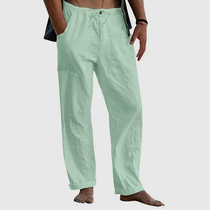 Relaxed linen pants with drawstring waist
