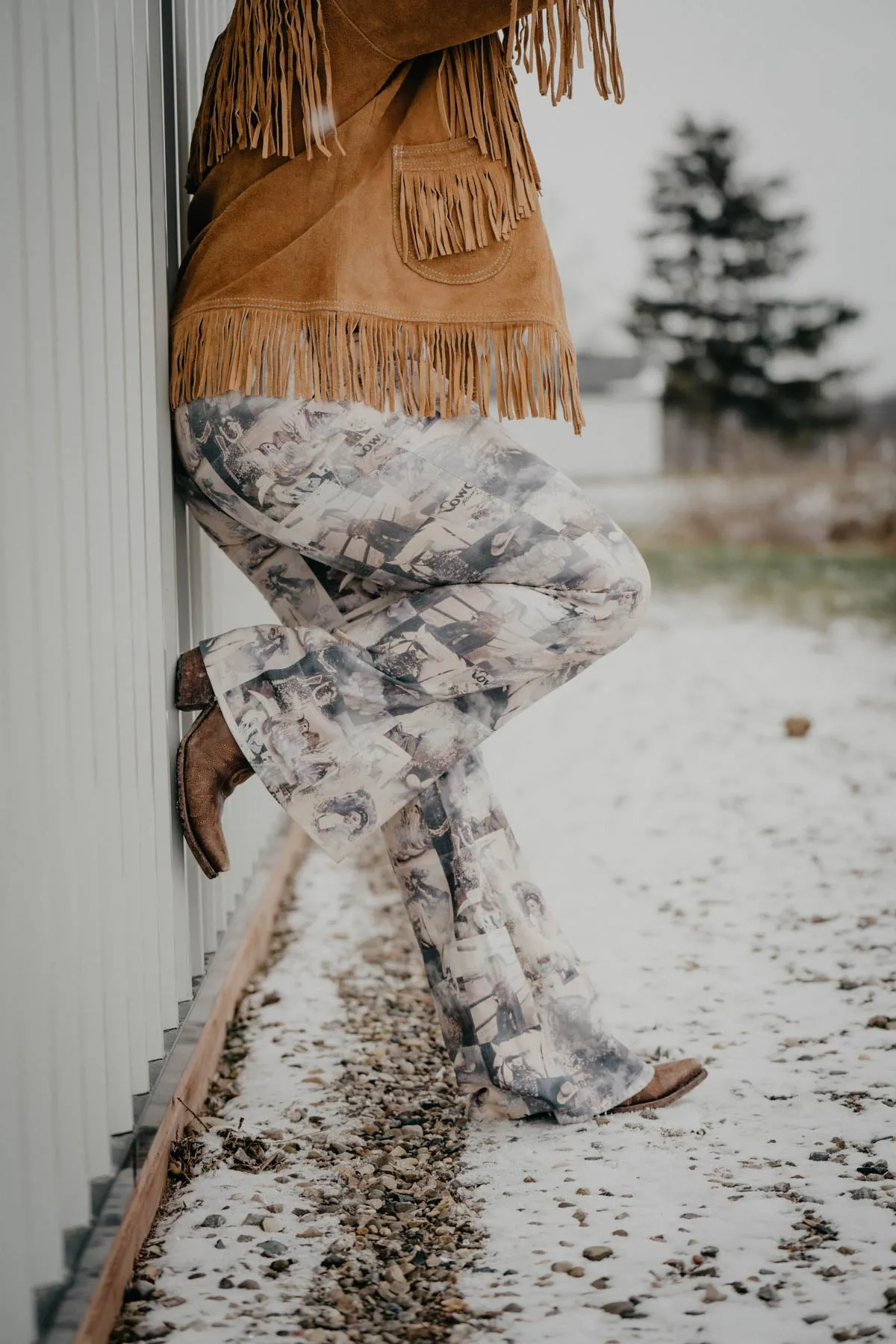 'Remy' Retro Western Printed Flare Pants (S & XL ONLY)