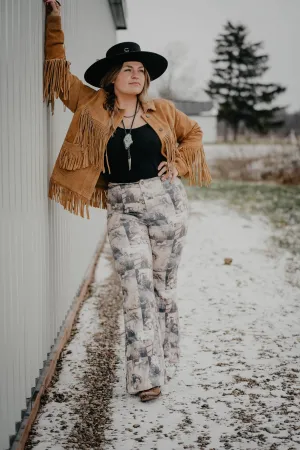 'Remy' Retro Western Printed Flare Pants (S & XL ONLY)