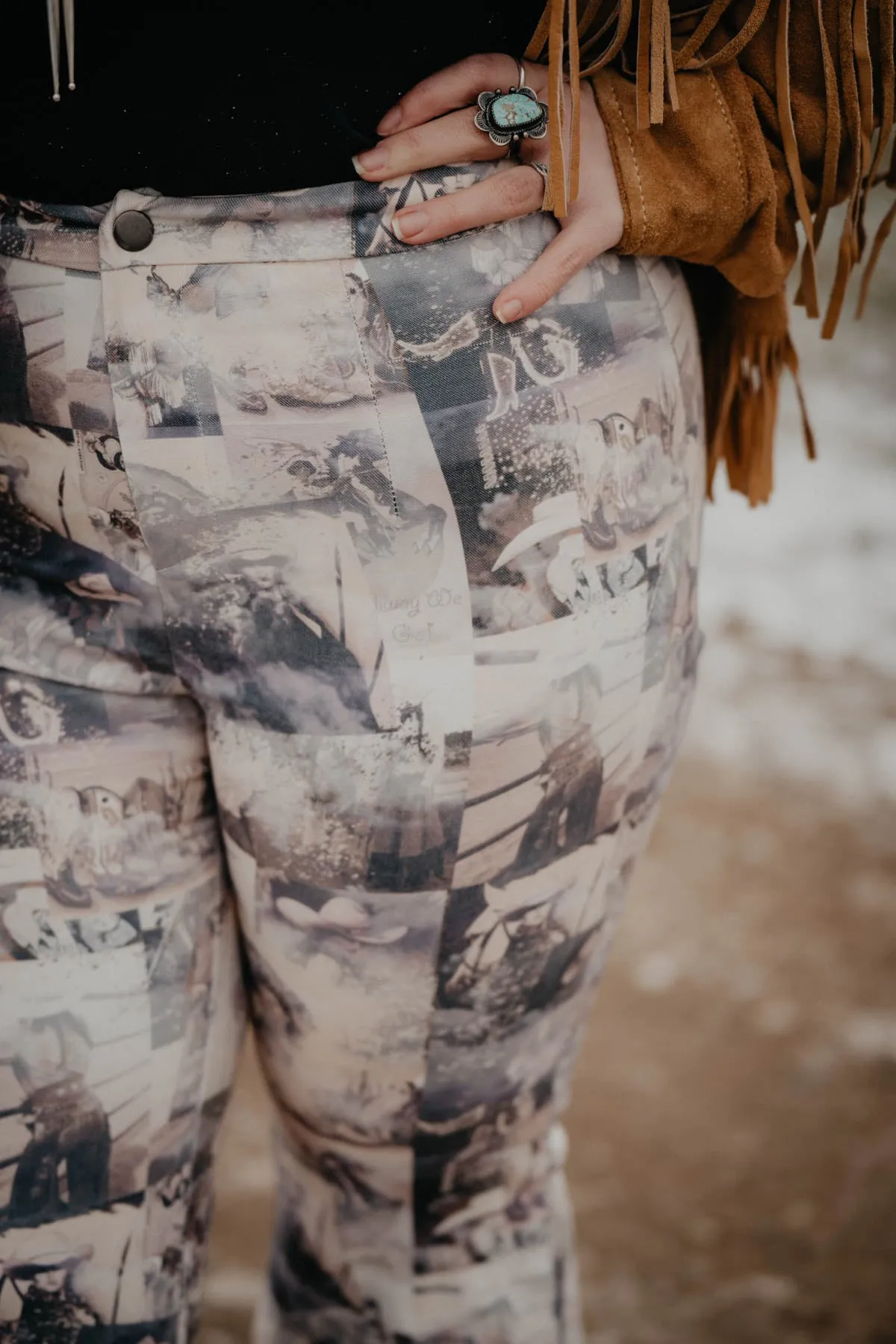 'Remy' Retro Western Printed Flare Pants (S & XL ONLY)