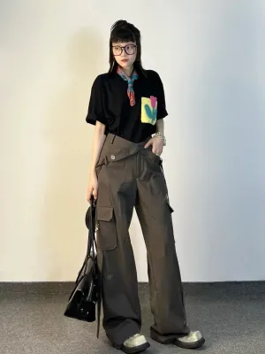 Retro Street Straps Loose Pants