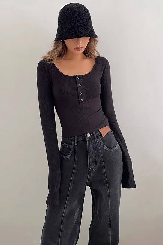 Ribbed Buttoned Front Fitted Basic Shirts