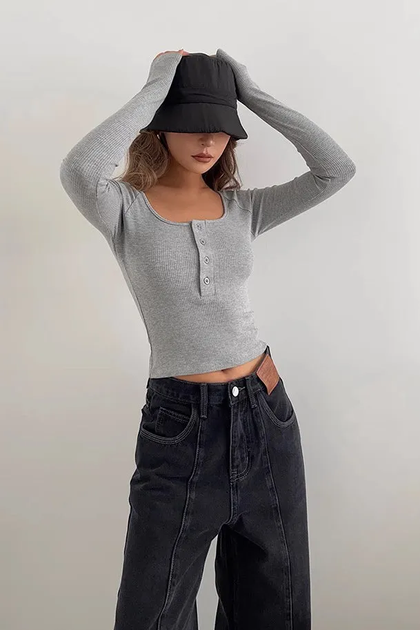 Ribbed Buttoned Front Fitted Basic Shirts