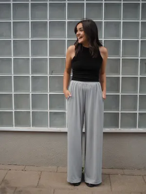 RIBBED RELAXED PANTS in Gray
