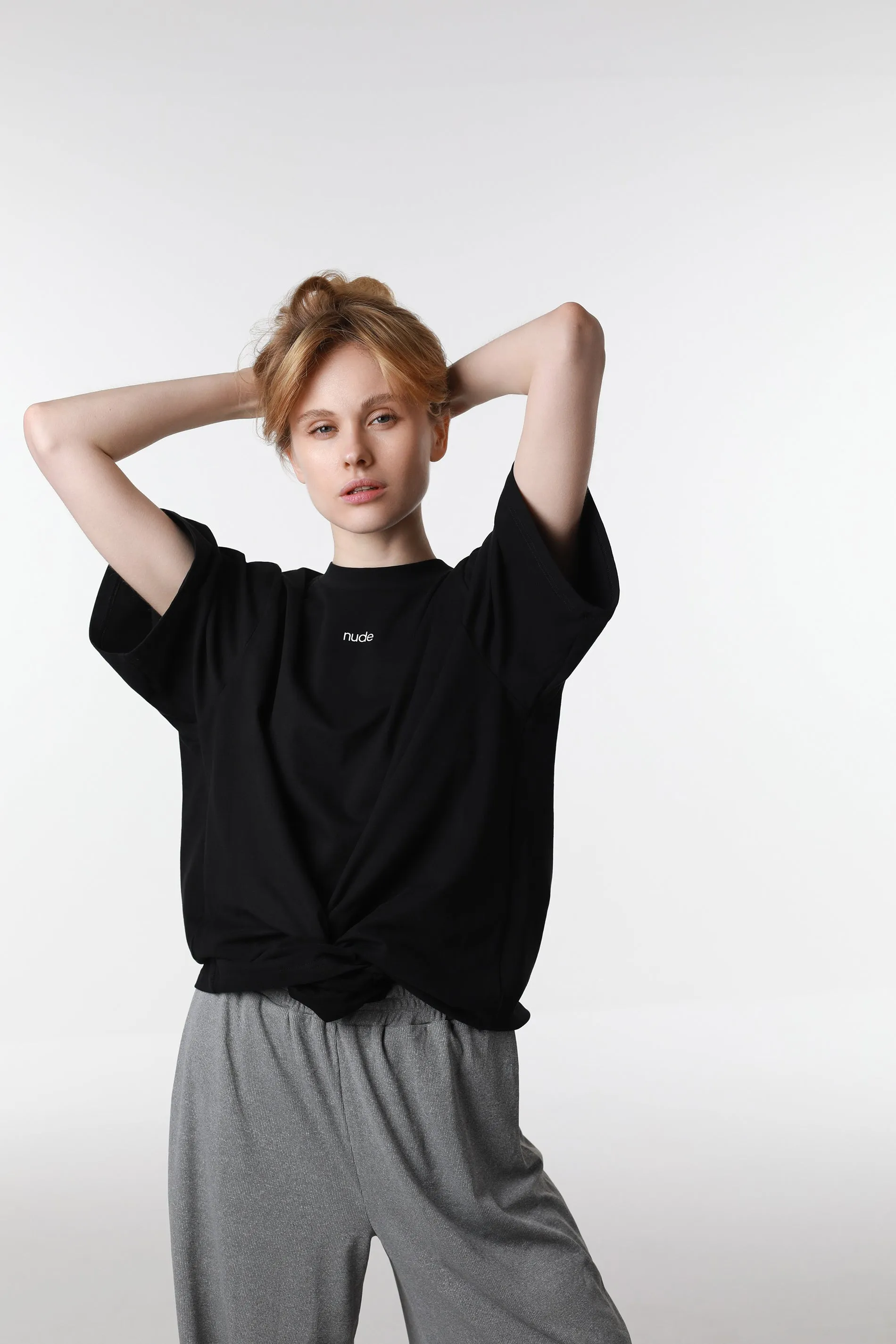 RIBBED RELAXED PANTS in Gray