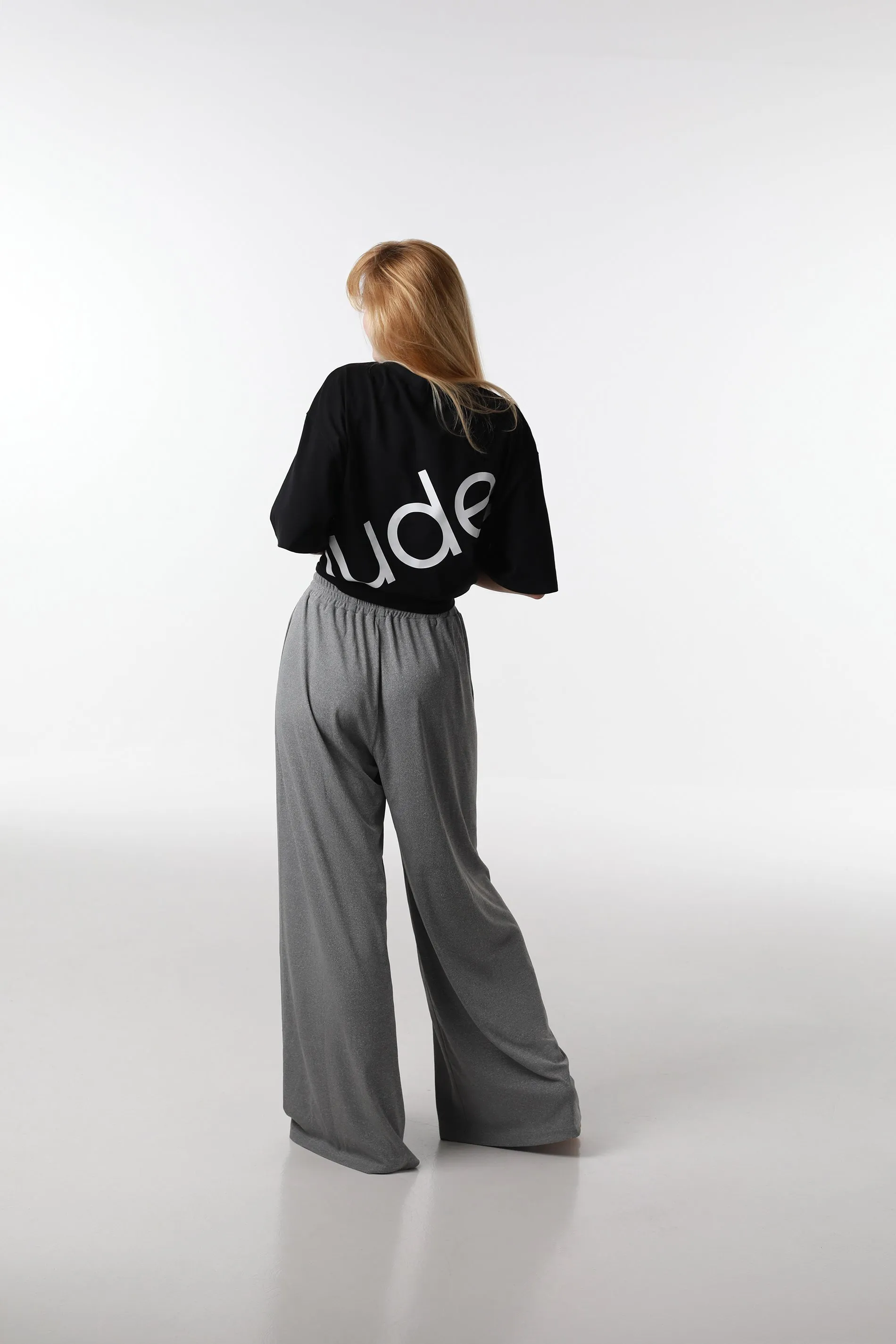 RIBBED RELAXED PANTS in Gray