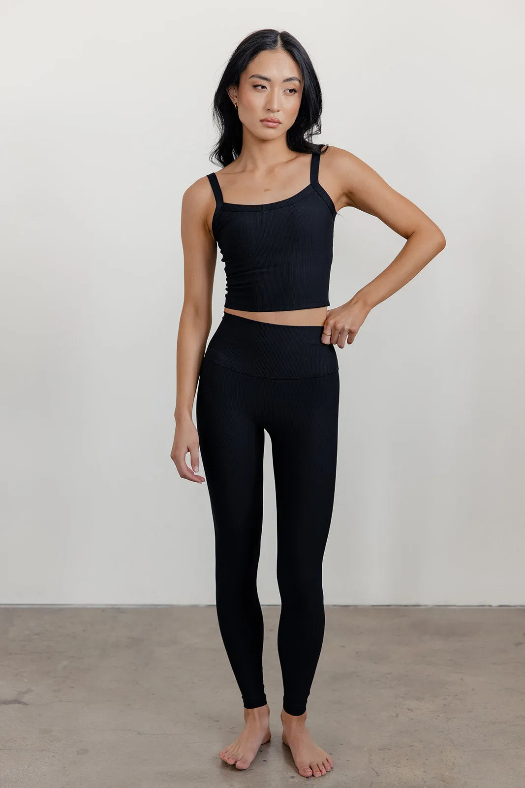 RIBBED SCULPT LEGGING - BLACK
