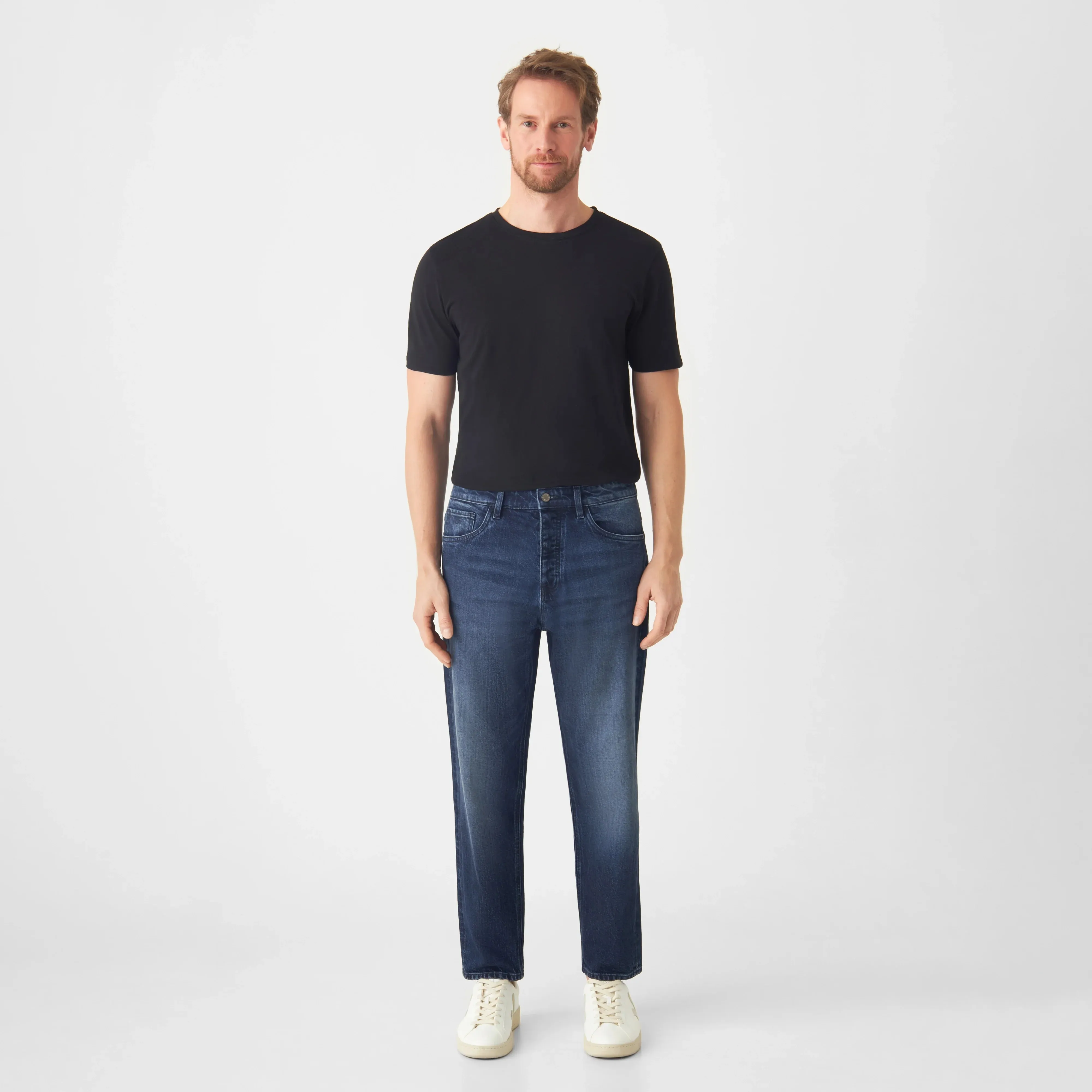 Rise Relaxed Tapered Basic Jeans Dark Blue