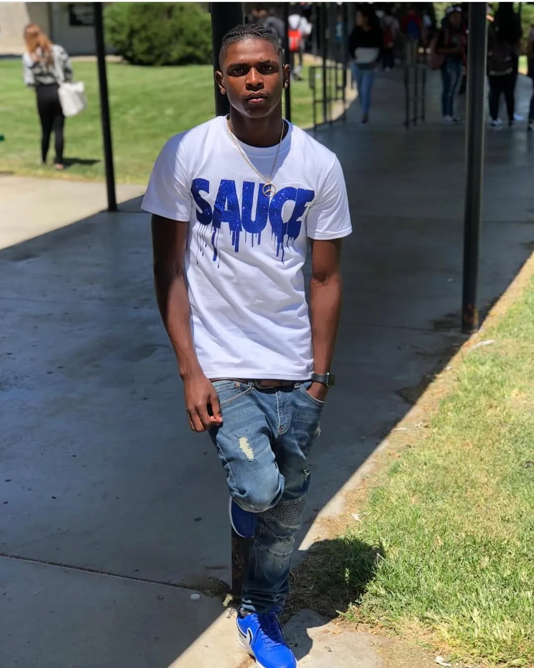 Royal Blue Glitter Sauce | White Tee