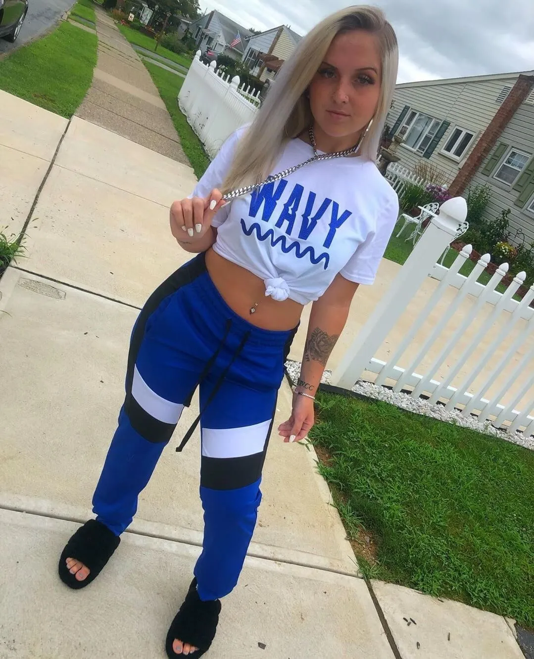 Royal Blue Wavy | White Tee