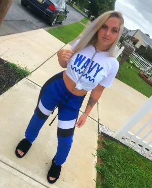 Royal Blue Wavy | White Tee