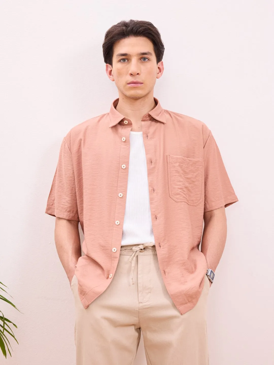 Rust Plain Resort Shirt