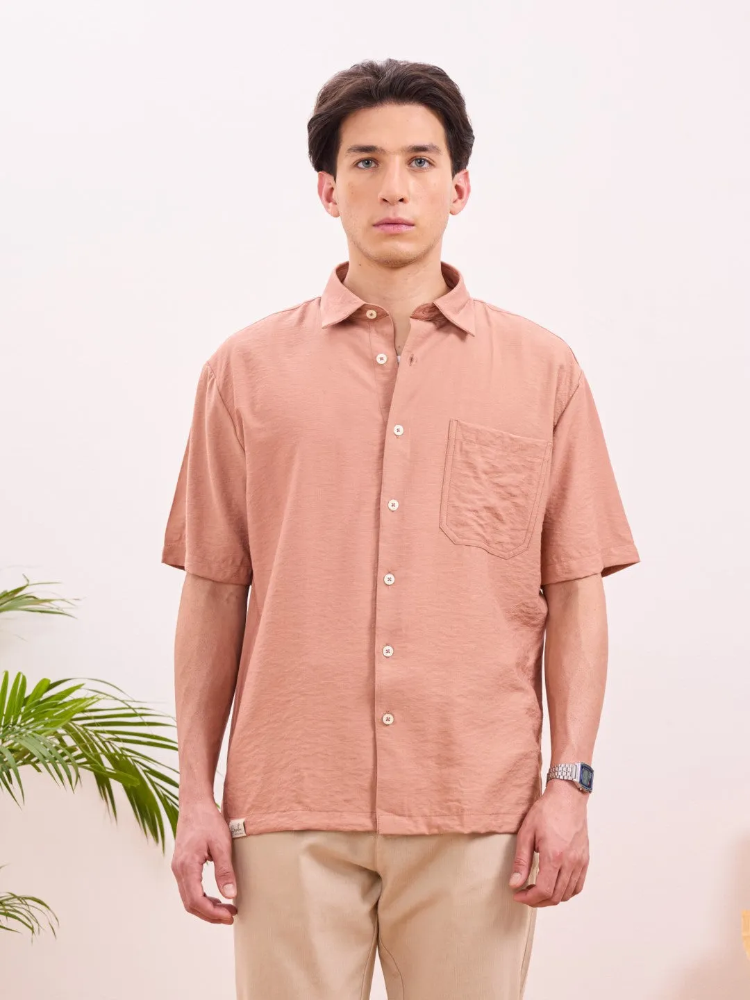 Rust Plain Resort Shirt