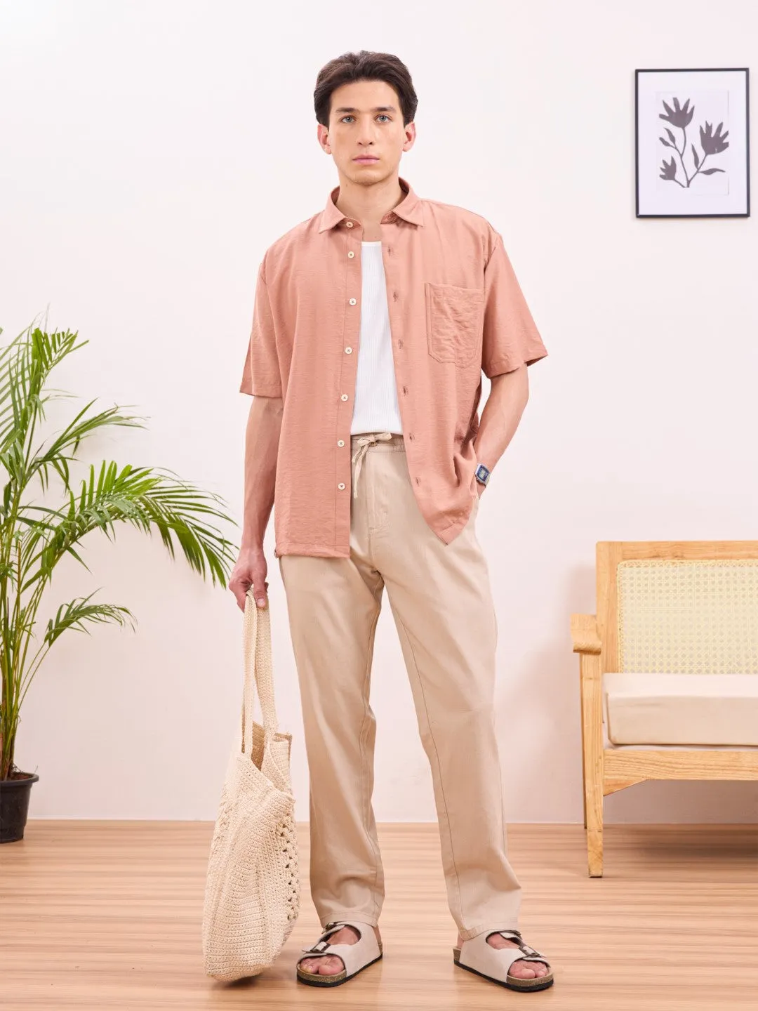 Rust Plain Resort Shirt