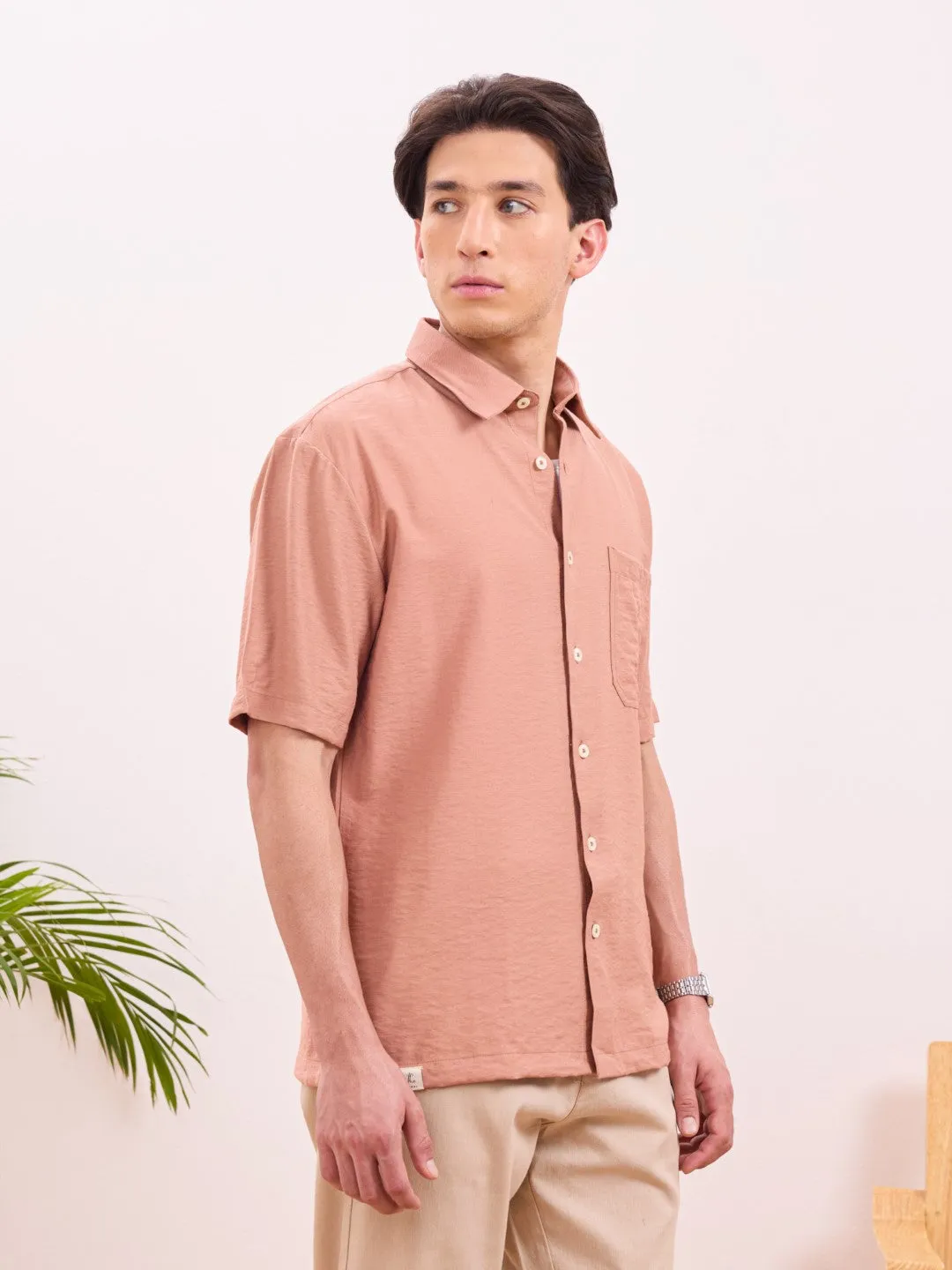 Rust Plain Resort Shirt