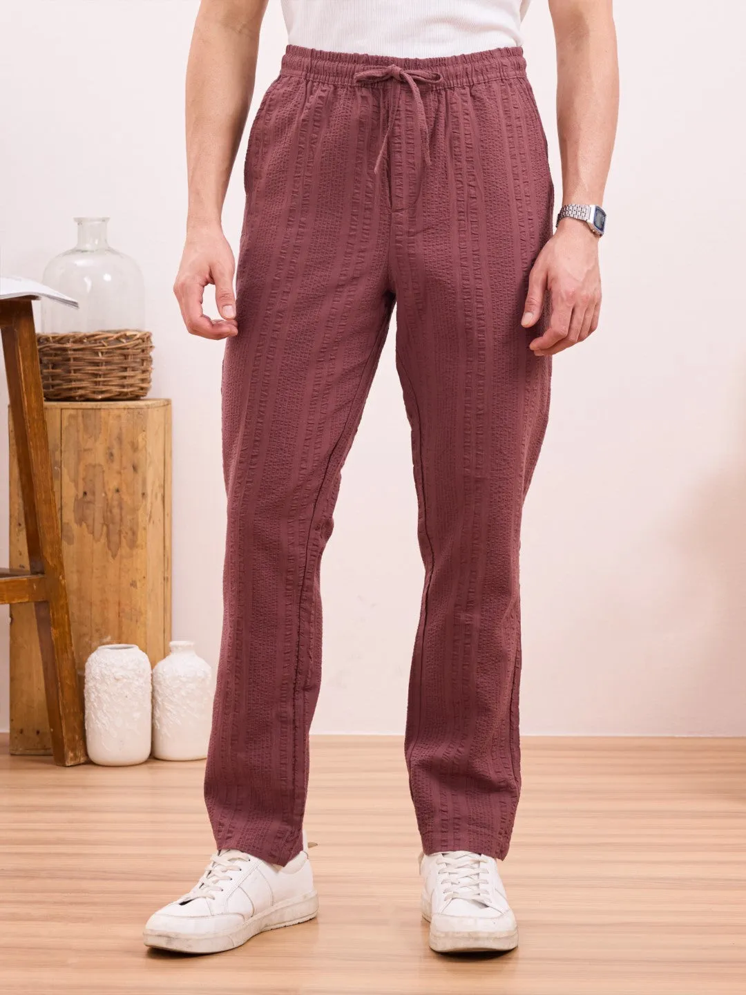 Rust Striped Travel Pants