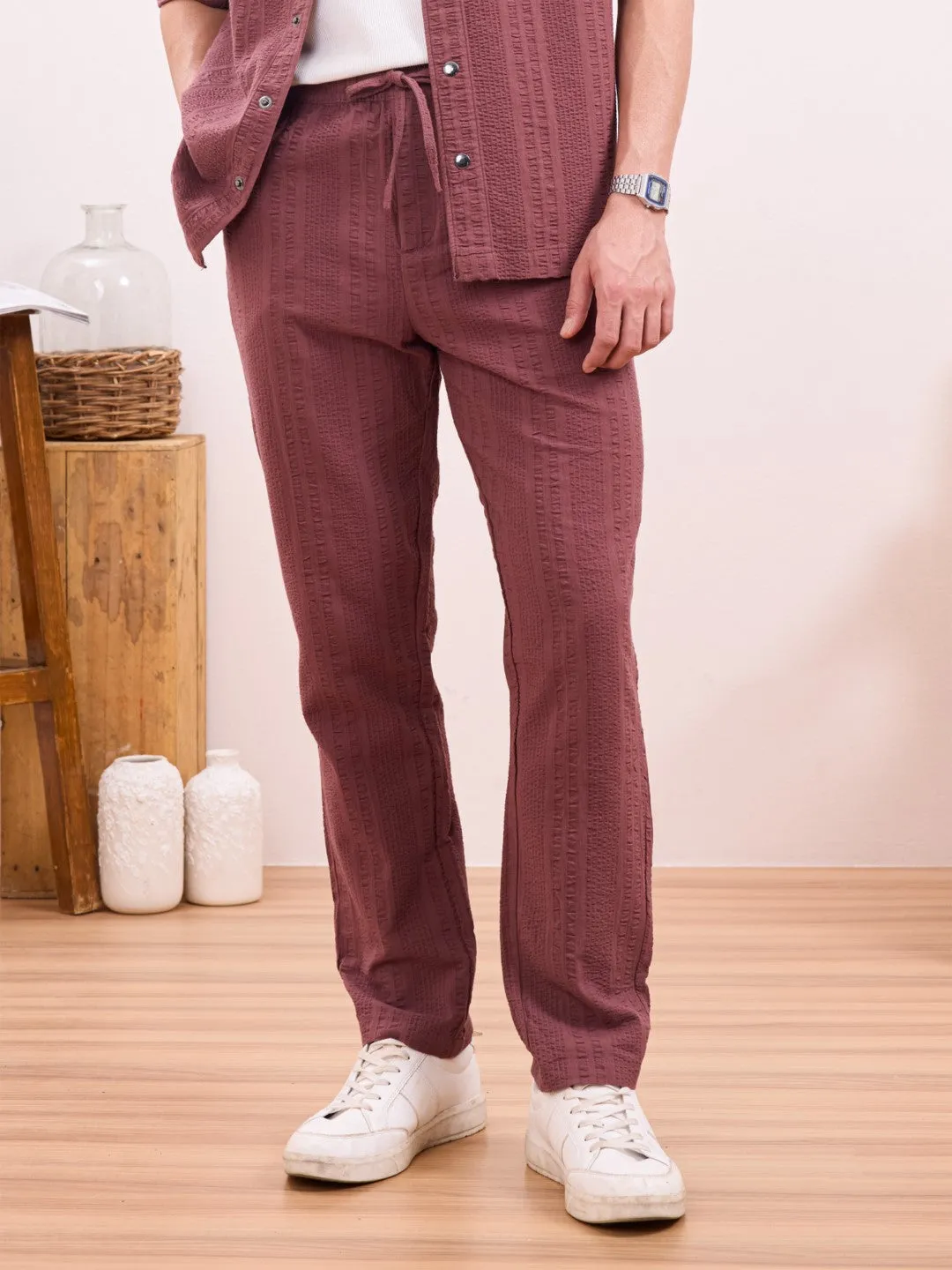 Rust Striped Travel Pants