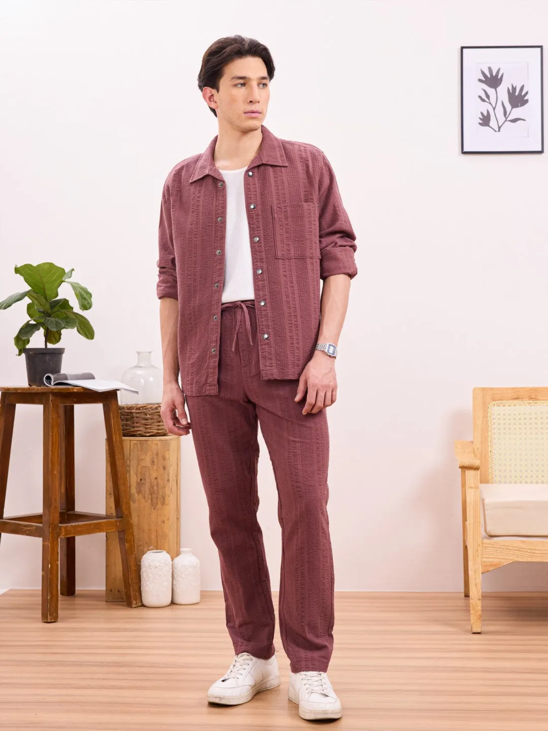 Rust Striped Travel Pants