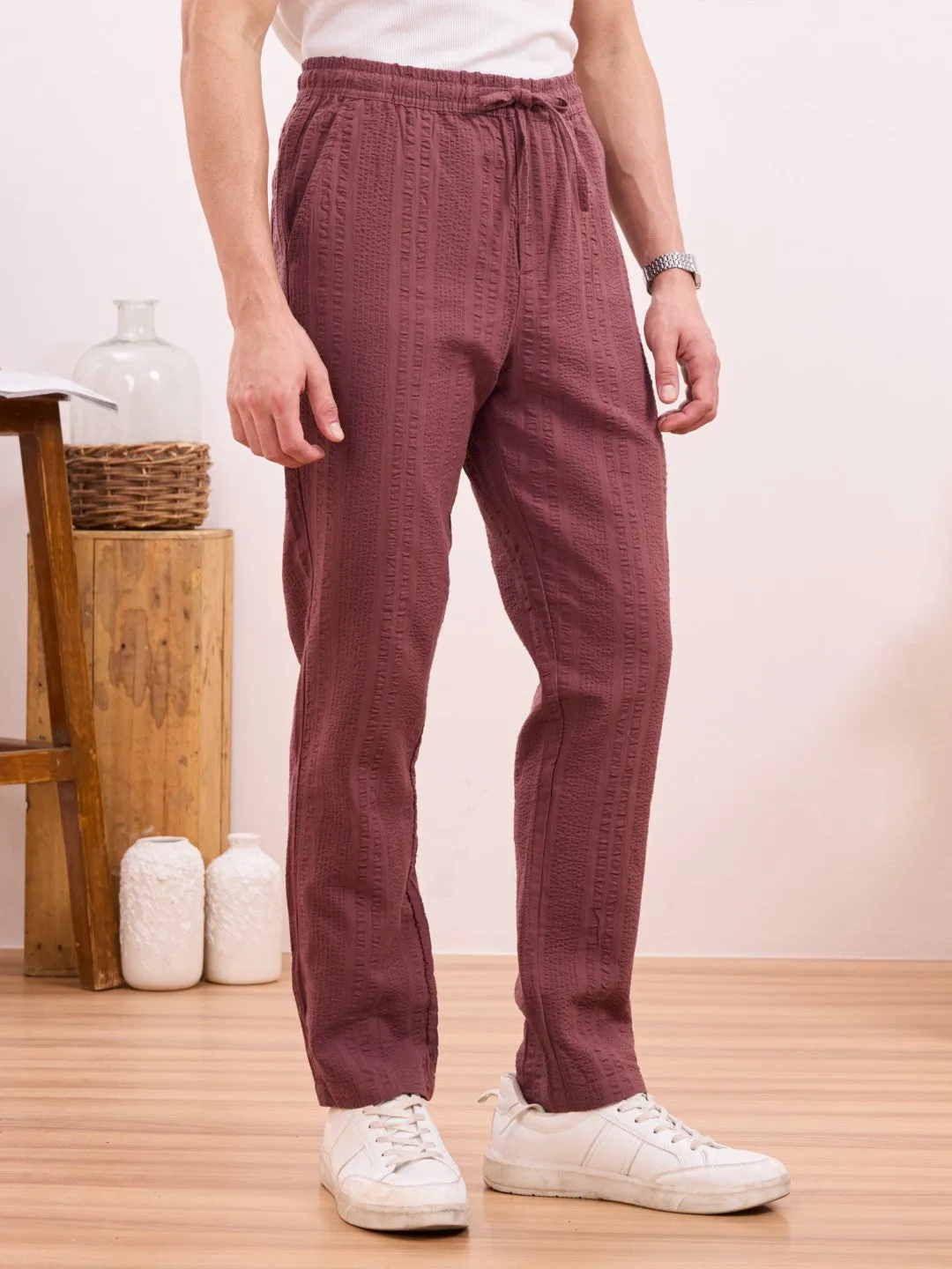 Rust Striped Travel Pants