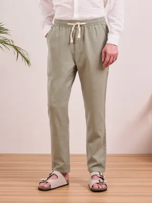 Sage Green Plain Relaxed Fit Pants