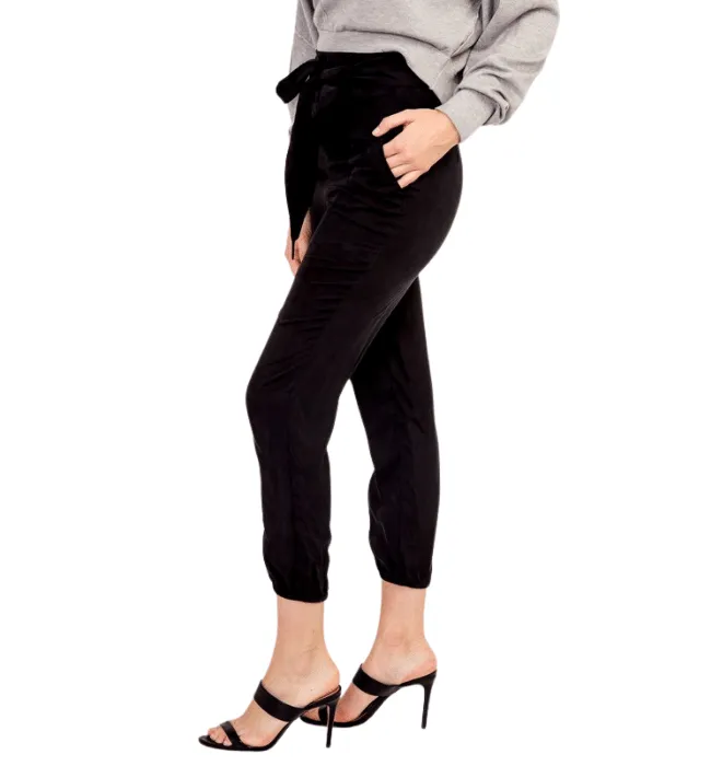 Sara High Waisted Belted Black Pants