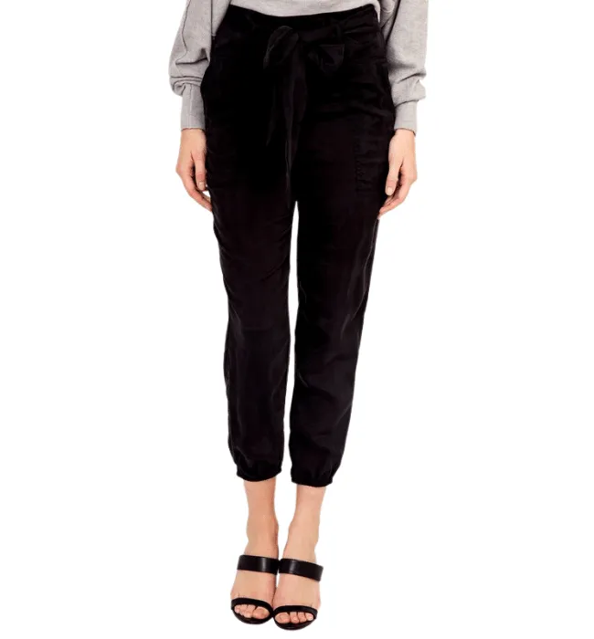 Sara High Waisted Belted Black Pants