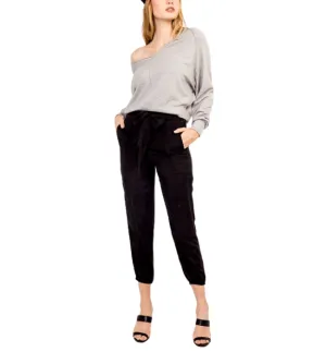 Sara High Waisted Belted Black Pants