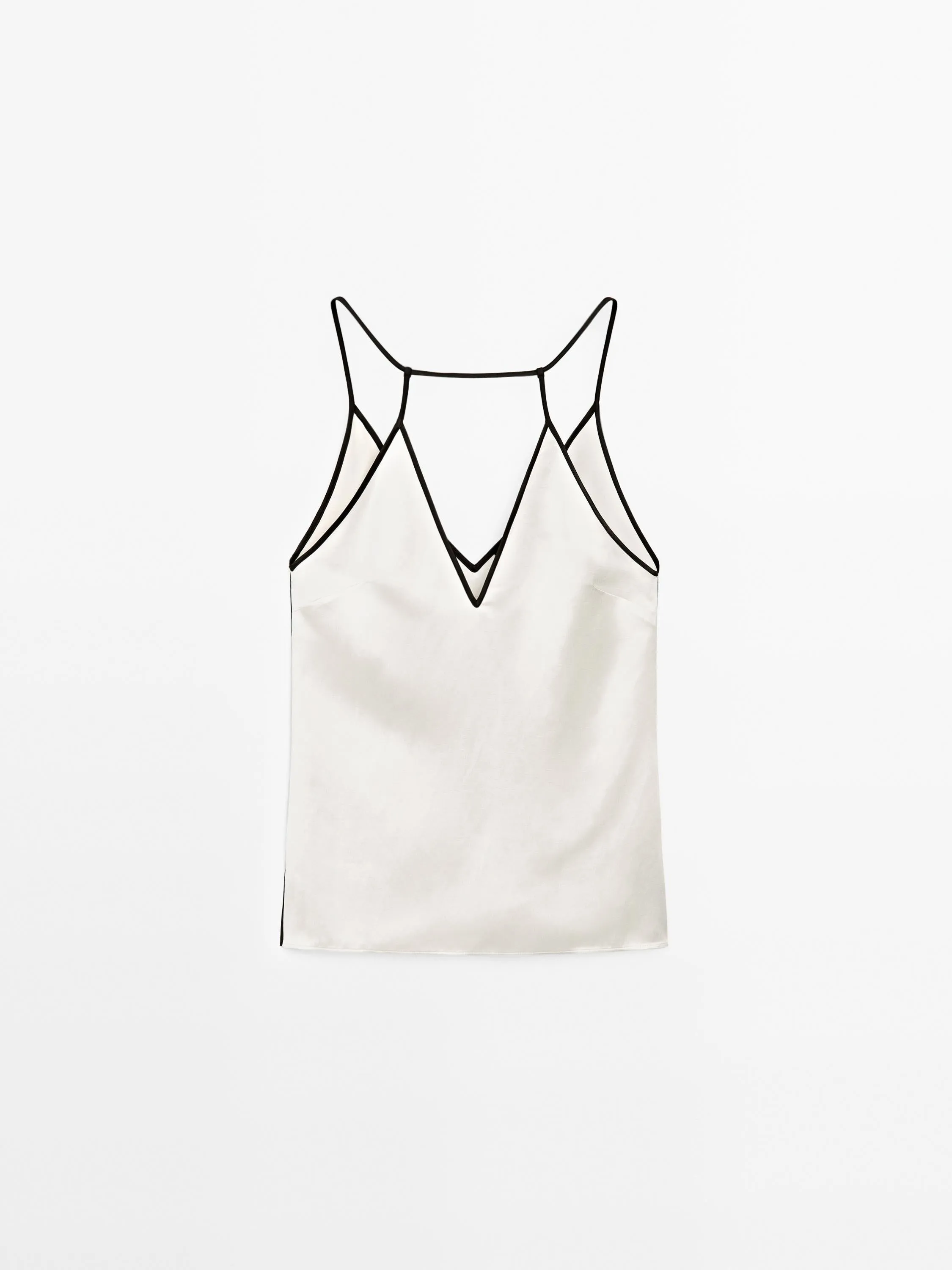 Satin halter top with trims