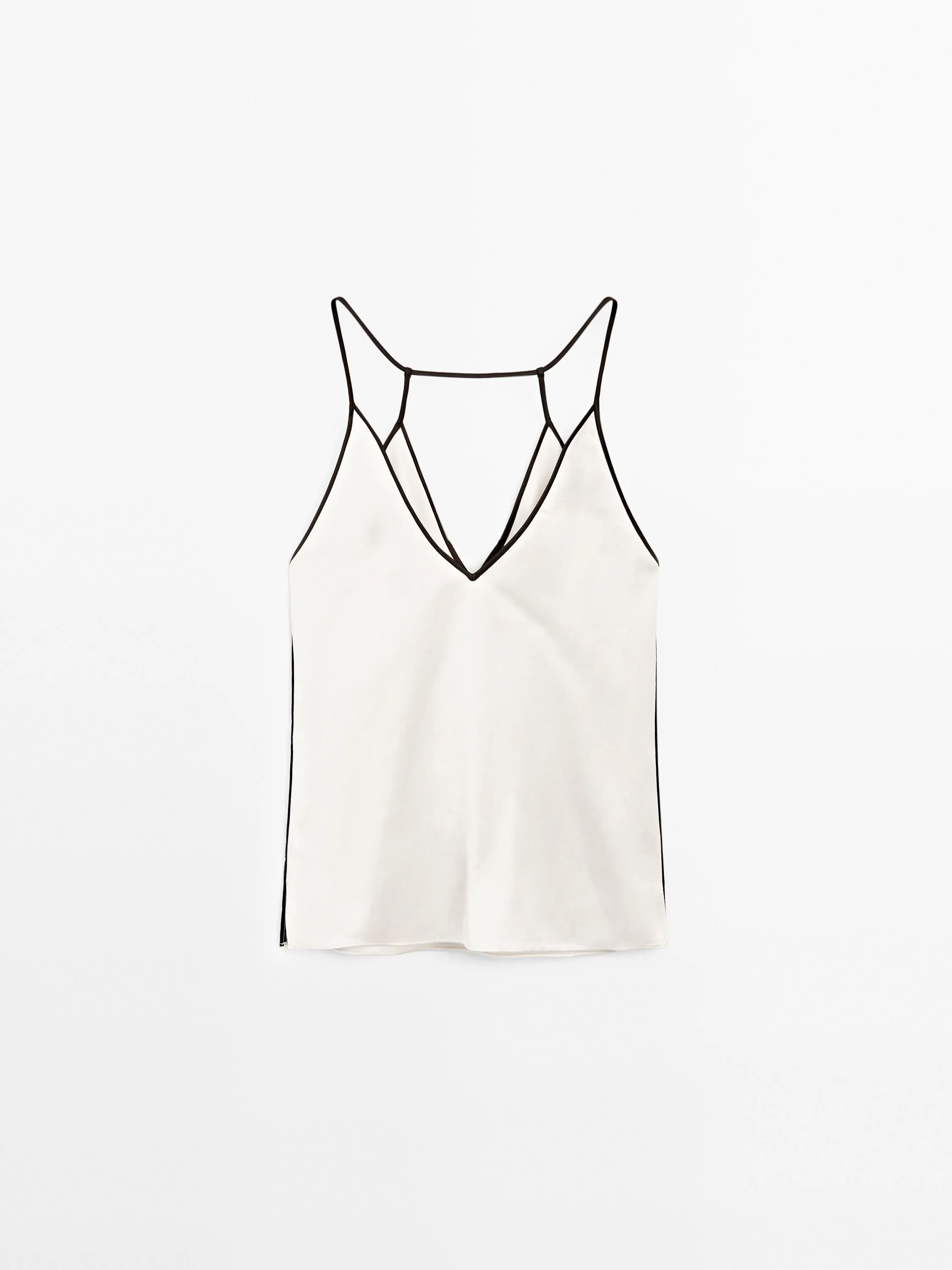 Satin halter top with trims